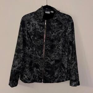 Zenergy by Chicos black and grey full zip athletic athleisure Workout sporty